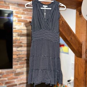 NWT Max Studio Stretchy Fit & Flare Black and White Striped Dress Sz XS